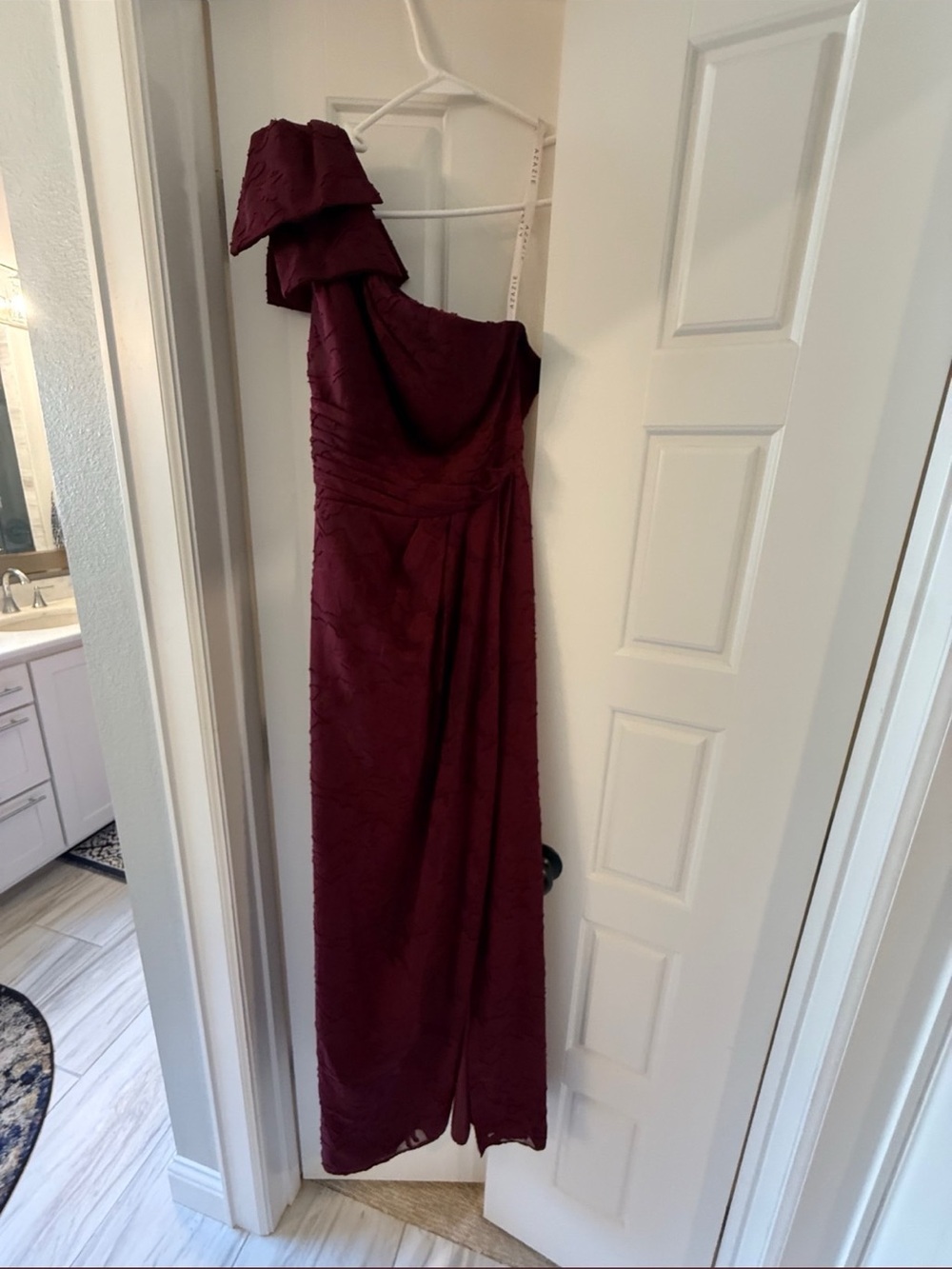 Azazie One-Shoulder Wine Evening Dress